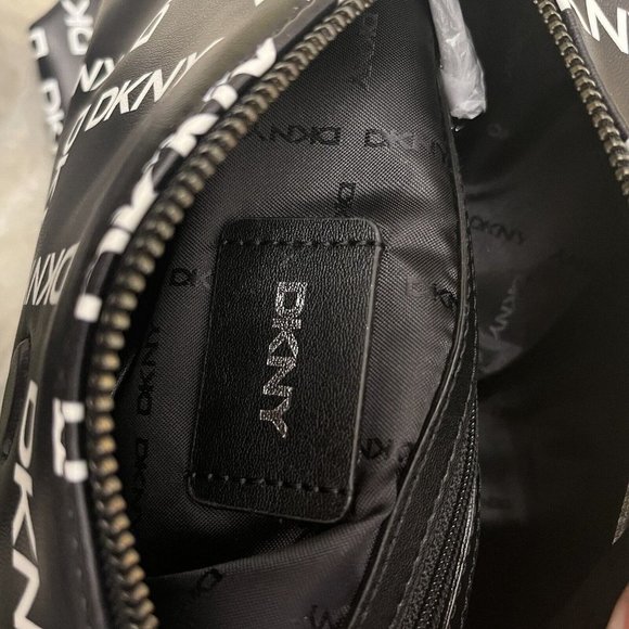 DKNY Tilly Foldover Backpack Graffiti Black White Monogram Large NWT main image 7